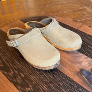 Classic Taupe Clogs in Oiled Nubuck with Strap on Brown Base size 37